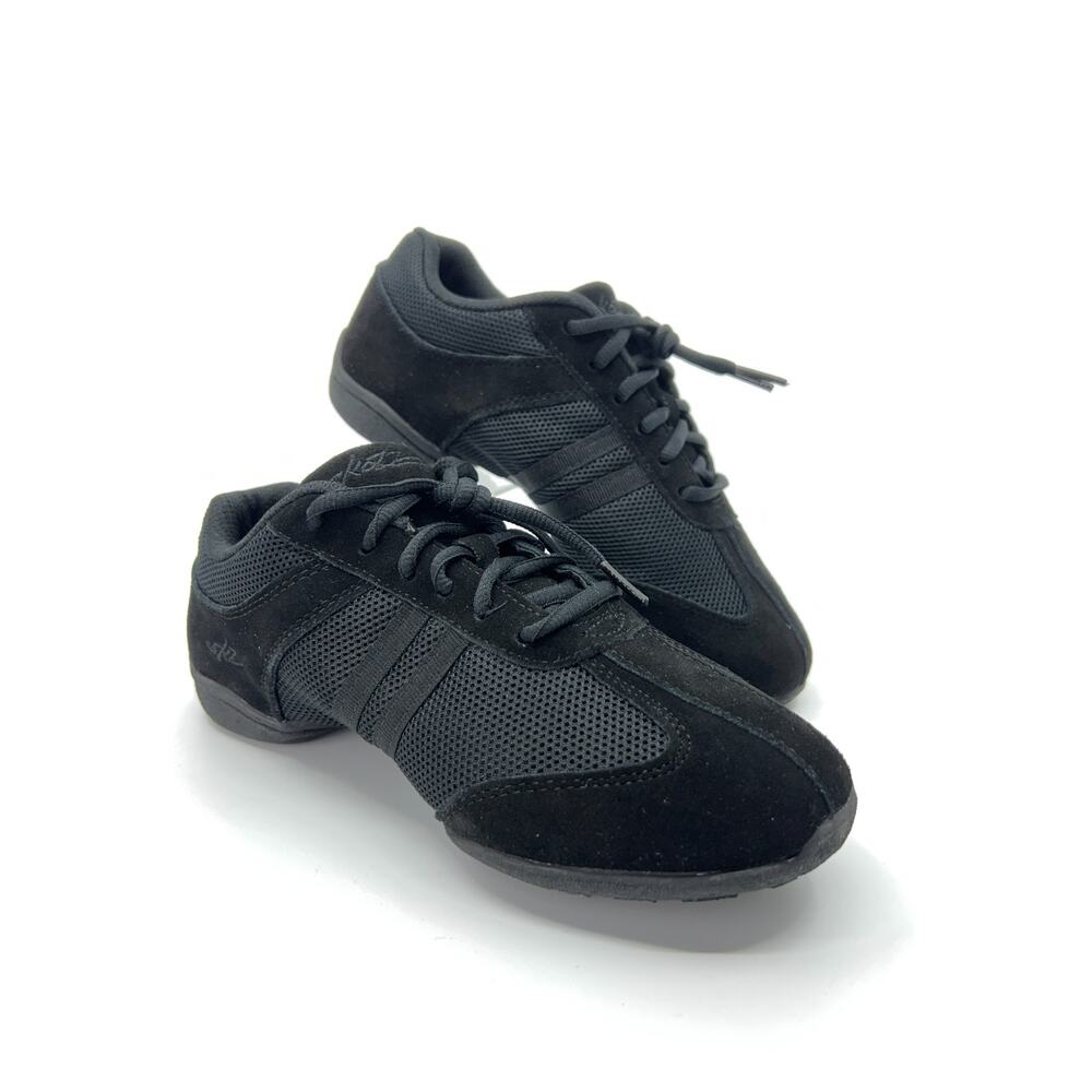 Women's Black Mesh & Suede Lace-Up Dance Sneakers
